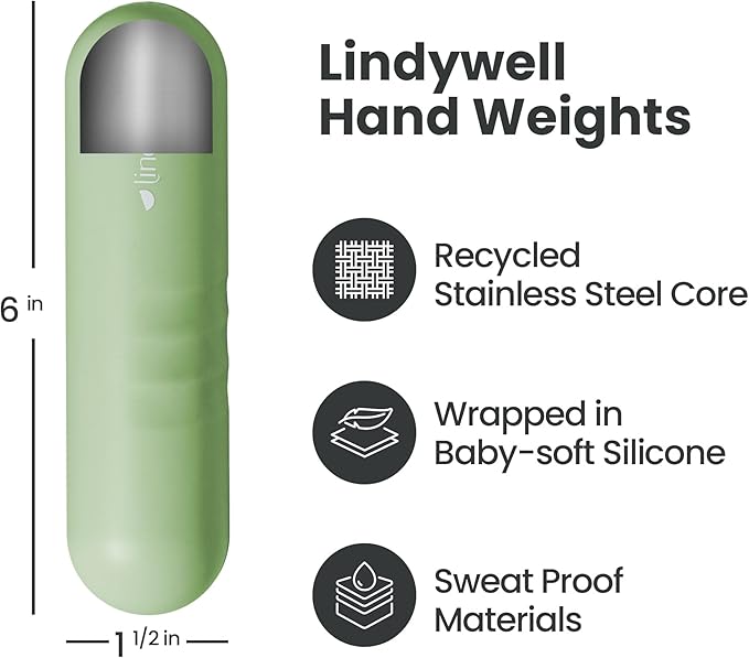 Lindywell Soft Grip Hand Weights, 2.2lb Set of 2 - Hand Weights For Women & Men, Fine-Toning, Pilates, Physical Therapy, Travel-Comfortable, Durable Fitness Equipment For Full-Body Workout & Strength