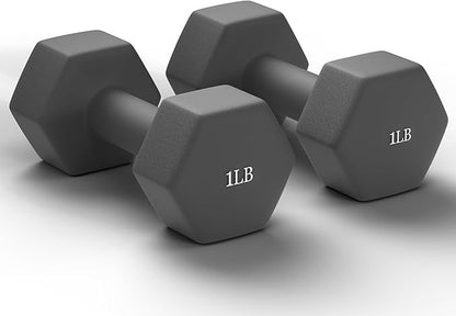 GRETERST Hex Dumbbells Set Rubber Coated Hand Weights Exercise & Fitness for Home Gym Workouts Weight Strength Training, Set of 2