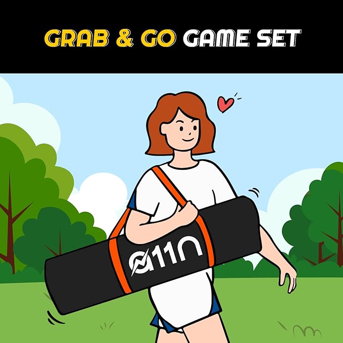 A11N Outdoor Volleyball and Badminton Combo Set - Includes Adjustable Height Anti-Sag Net, Volleyball, Air Pump, 4 Badminton Rackets, 2 Shuttlecocks, Boundary Line Marker, and Carrying Bag