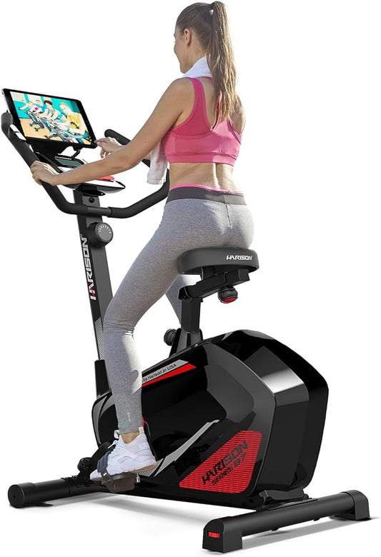 HARISON Magnetic Exericse Bike with Bluetooth, Upright Exercise Bike Stationary Bikes for Home 350 lbs Capacity