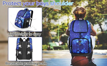 MATEIN Basketball Bag, Sturdy Soccer Bag with Ball Holder & Shoe Compartment, Large Basketball Backpack for Training Equipment, Water Resistant Sports Ball Bags Fits Volleyball Football, Colorful