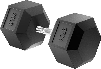 Hex Dumbbell Set, 3-100 lb Rubber Encased Exercise & Fitness Dumbbells, Weights Dumbbells Set of 2, Hand Weight for Strength Training (Single, Pair, Set)