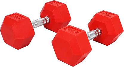 Signature Fitness Colored Rubber Coated Hex Dumbbell Weight Set,Multiple Packages