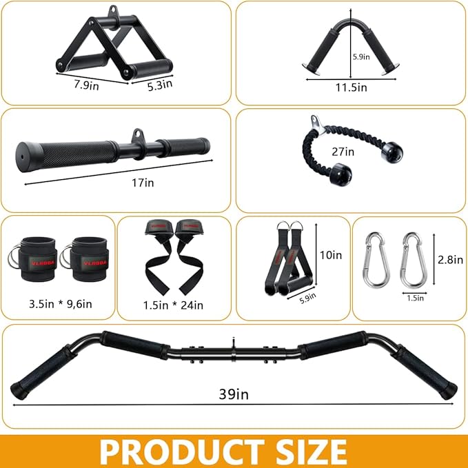 Cable Attachments for Gym,Cable Machine Accessories for Home Gym, Triceps Pull Down Attachment, LAT Pull Down Attachment Weight Fitness