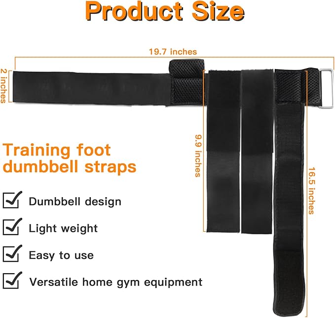 Ankle Straps for Weight Lifting,Dumbbell Foot Attachment - Adjustable Foot Attachments for Leg Workouts, Targeting Hip Flexors, Shin Splints, and Hamstring Curls - Complete with Ankle Straps for Enhanced Leg Extensions