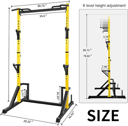 CANPA Multifunction Power Rack with Pull up Bar, Heavy Capacity and Adjustable Squat Stand Rack for Home Gym Equipment, Power Rack Cage