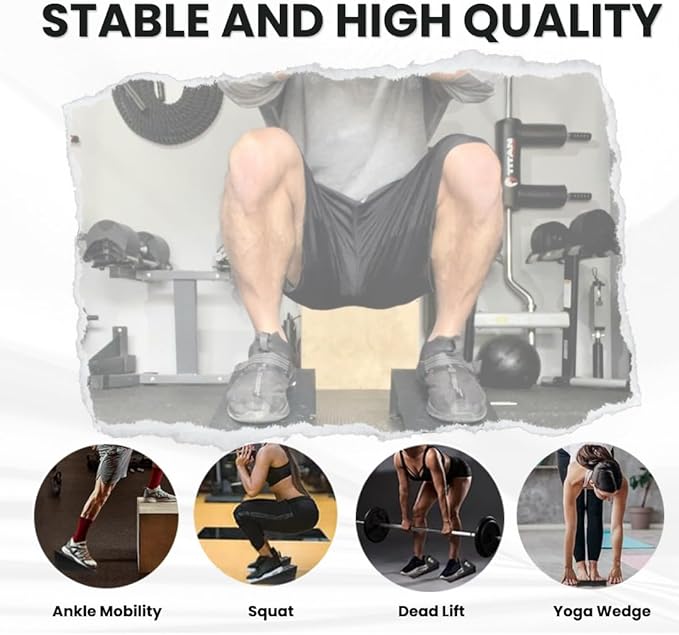 Squat Wedge Block 2 Pack - Non Slip Heel Elevated Squat Wedge and Calf Raise Block - Slant Board for Squat Weight Lifting,Calf Stretcher