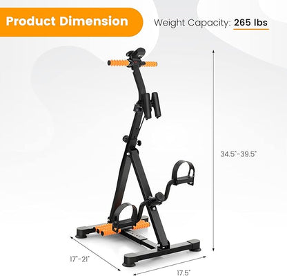 Pedal Exercise Bike for Seniors, Recovery Exercise Equipment w/Massage, LCD Monitor, Adjustable Height Length & Tension Level, Home Pedal Exerciser for Physical Therapy, Arm Leg Knee Workout