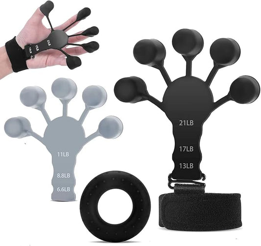 Gripster,Finger Strengthener and Grip Strength Trainer,Finger Exerciser,Vein Grip,Forearm Workout Equipment,Adjustable 6 Level Resistance Finger Strength Trainer for Hand Grip Strengthener Training.