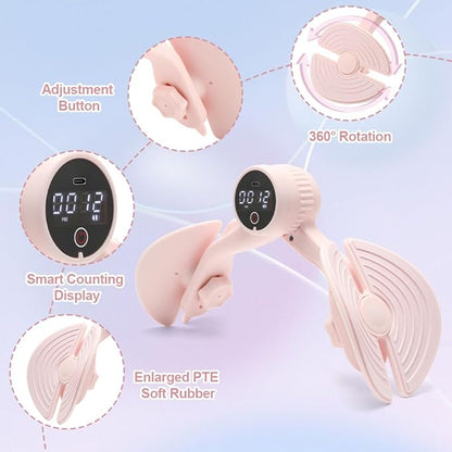 Thigh Master Thigh Exerciser, Kegel Exerciser, Inner Thigh Exerciser Equipment with Counter Rechargeable, Hip and Pelvic Floor Muscle Trainer, Adjustable Resistance Legs Workout