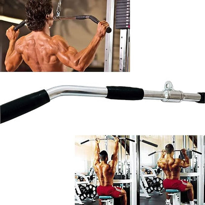 Barbell Multi-Exerciser Cable Attachment For Cable Machines, Lat Pull Down Bar Cable Machine Attachments, Tricep Press Down Bar, Revolving Straight Curl Pulldown Bar with Rotating & Rubber Handle Grips