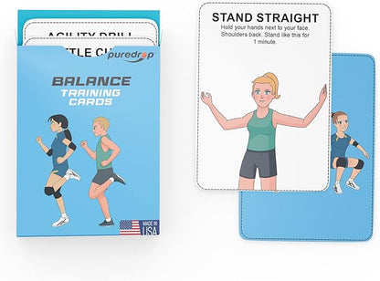 Balance Training Aid Cards: Great Training Drills for Better Stability and Movement. Core Strength Equilibrium Exercise Fitness Deck for Full-Body Exercises Balance Core Fitness