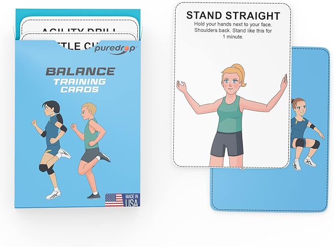 Balance Training Aid Cards: Great Training Drills for Better Stability and Movement. Core Strength Equilibrium Exercise Fitness Deck for Full-Body Exercises Balance Core Fitness