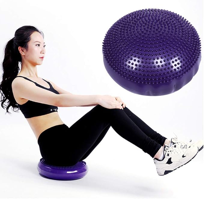 Soft Yoga Balance Board,Disc Gym Stability Ball,Yoga Ball Chair,Air Cushion Massage Pad,Balance Trainer Fitness Strength Exercise Workout,Without Inflator Pump