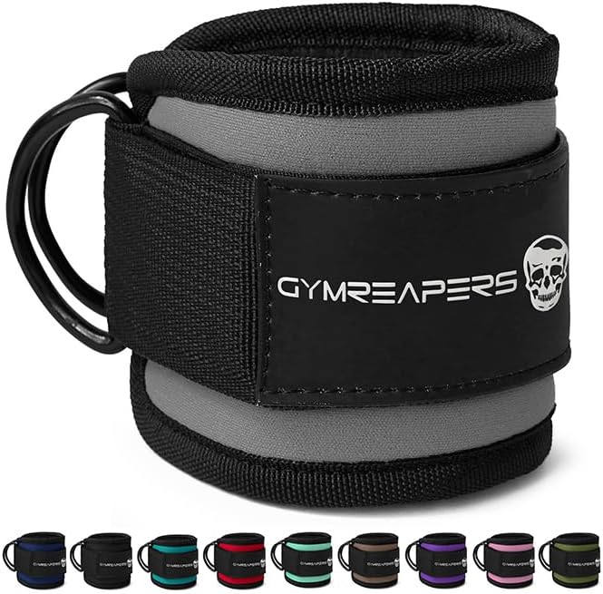 Gymreapers Ankle Straps (Pair) For Cable Machine Kickbacks, Glute Workouts, Lower Body Exercises - Adjustable Leg Straps with Neoprene Padding