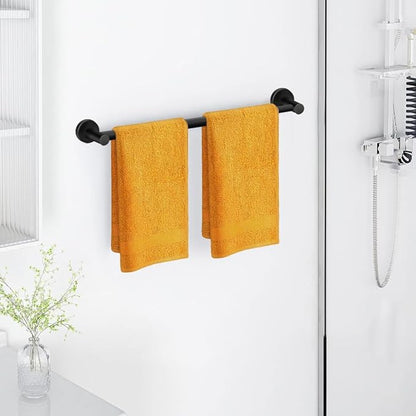 MGahyi Towel Racks for Bathroom-Adjustable Towel Holder(13.18inch-24inch) Sturdy and Rustproof Towel Bar Wall Mounted, Single Towel Bar Rod for Bathroom Accessories(2Pcs,Black)