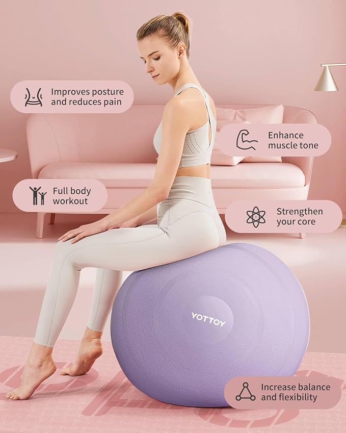 Anti-Burst Exercise Ball for Working Out, Yoga Ball for Pregnancy,Extra Thick Workout Ball for Physical Therapy,Stability Ball for Ball Chair Fitness with Pump