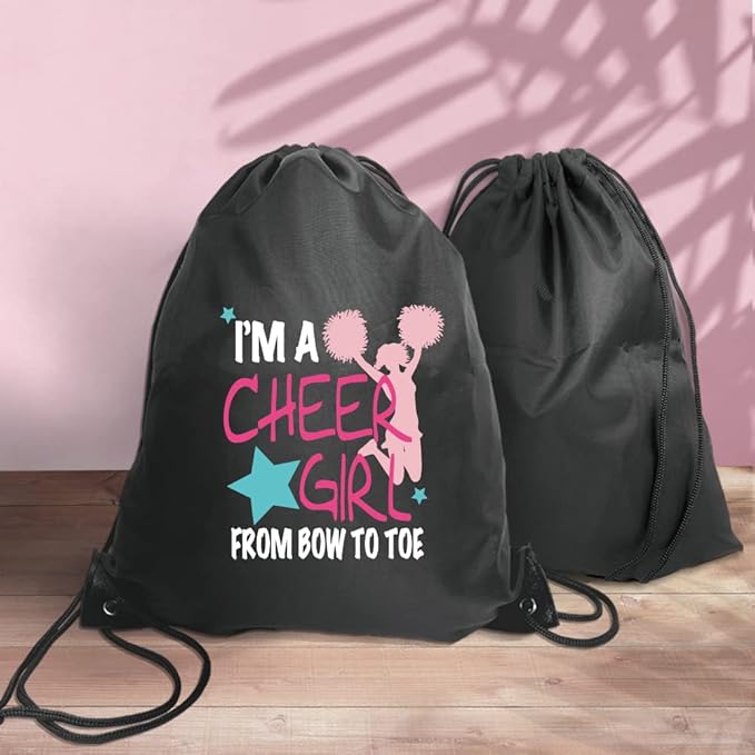 Haizct I'm A Cheer Drawstring Backpack, Cheerleading Drawstring Gym Bag for Cheerleaders Draw String Backpack Gym Sports Sack Bag Cheerleading Gifts for woman