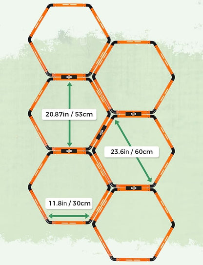 GHB Hex Agility Rings Speed Rings with Carrying Bag 6 Set Portable Hexagon Rings, Agility Hurdles for Agility Footwork Training