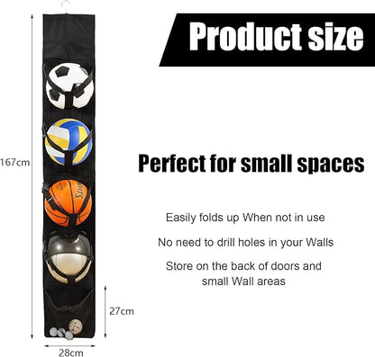 Hanging Organizer,Sports Equipment Storage,The Door Hanging Sports Equipment and Ball Storage,Ball Holder,Sports Equipment Organizer for Hold Soccer,Basketball, Football,Volleyball and Swimming Gear