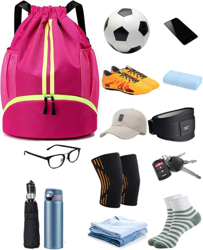 BROTOU Soccer Bags, Football Backpack, Volleyball Bag, Drawstring Soccer Backpack with Ball and Shoe Compartment