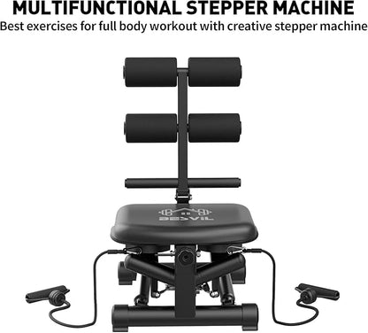 Steppers for Exercise at home, Stair Stepper with Resistance Bands,Ab Crunch Machine for Stomach Workout,Djustable Situp,330lbs Loading Capacity,2-in-1 Fitness Equipment