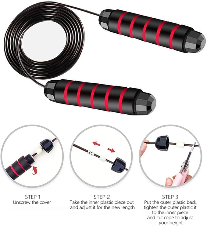 Redify Jump Rope,Jump Ropes for Fitness for Women Men and Kids,Speed Jumping Rope for Workout with Ball Bearings,Adjustable Skipping Rope for Exercise&Slim Body at Home School Gym