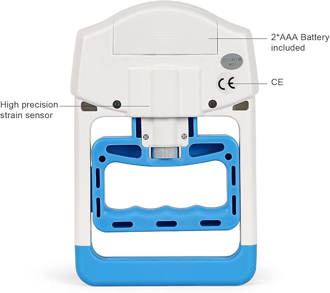Handeful Grip Strength Tester Trainer - Dynamometer Handgrip Measurer Meter, Handheld Strengthener Exerciser for Sports, School, and Home Use (198Lbs / 90Kgs)
