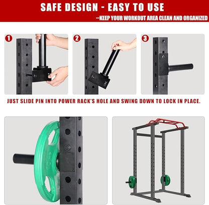 SYL Fitness Olympic Weight Plates Holder Power Rack Attachment Weights Storage Rack, Fit 2x2 & 3x3 inch Square Tube