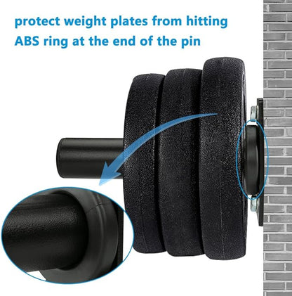 Wall Mounted Weight Plate Holder, Fit 2inch Olympic Weight Plates, with Protective Rubber Pad, Max Weight Capacity 300 lb, Mounting Hardware Included