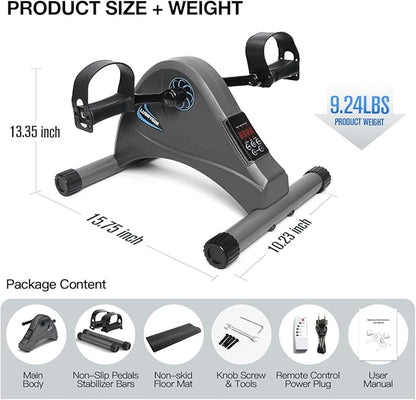 Motorized Mini Exercise Bike Pedal Exerciser for Seniors Rehab Training, LUBBYGIM Electric Under Desk Bike Pedal Exerciser for Arm/Leg Fitness & Physical Therapy, 6 Levels Speed Adjustment