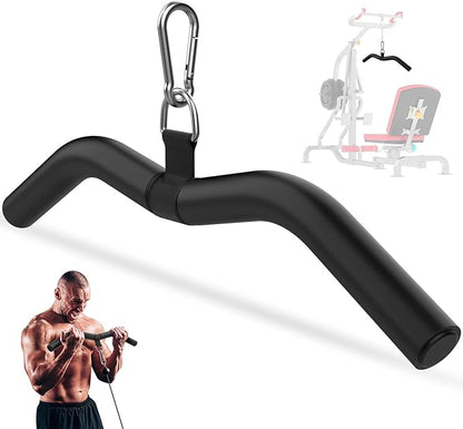 LAT Pulldown Bar Attachments for Pulley Cable Machine, Single D-Handle Tricep Press Down Bar with Rubber Handle, D Handle Cable Accessories for Gym