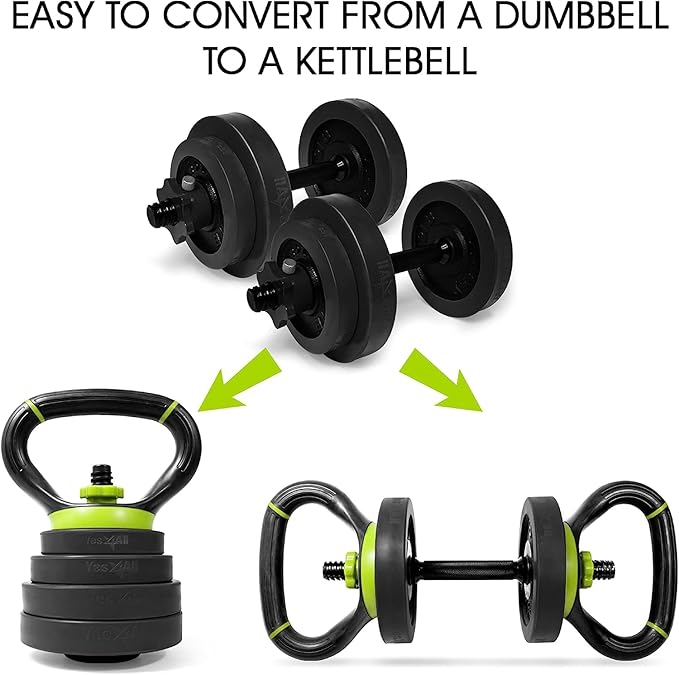 Yes4All Adjustable Kettlebell Handle for Weight Plates, Dumbbell Converter for Strength Training Kettlebells, Home Gym