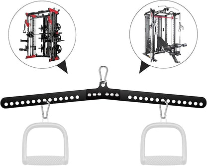 32" D Handle Cable Crossover Double Pulley System Workout Rope Exercise Machine Accessories Spreader LAT Pull Down Bar Attachment Double Hook Parts for Squat Rack Home Gym(8mm)