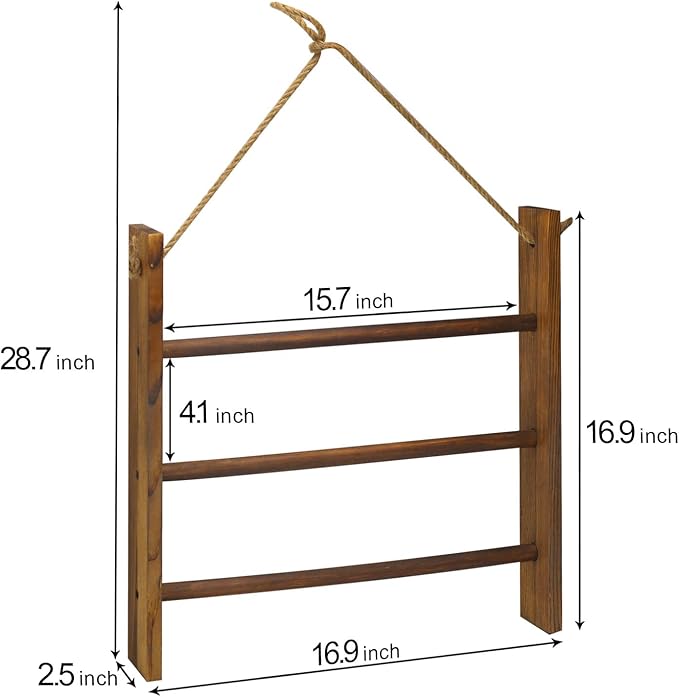 Towel Ladder for Bathroom, Blanket Ladders for The Living Room Hanging Blanket Ladder Rustic Decorative Ladder for Blankets Ladder Hand Towel Rack(Drak Brown)