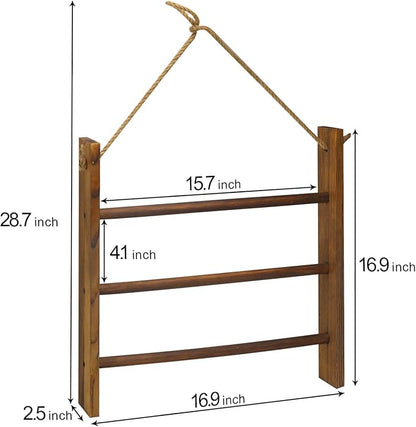 Towel Ladder for Bathroom, Blanket Ladders for The Living Room Hanging Blanket Ladder Rustic Decorative Ladder for Blankets Ladder Hand Towel Rack(Drak Brown)