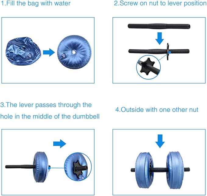 Water Filled Dumbbells Set - Water Filled Weights - Portable Travel Weights - Weights Adjustable Dumbbells - Portable Fitness Equipment - Strength Training - Fitness and Shaping