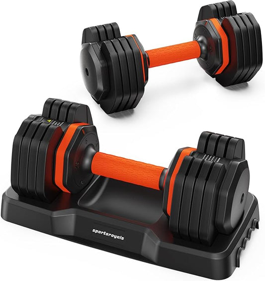 Sportsroyals Adjustable Dumbbells 25LB Single Dumbbells Weights, 5 in 1 Free Weights 5/10/15/20/25lb Dumbbell with Anti-Slip Handle, Suitable for Home Gym Exercise Equipment