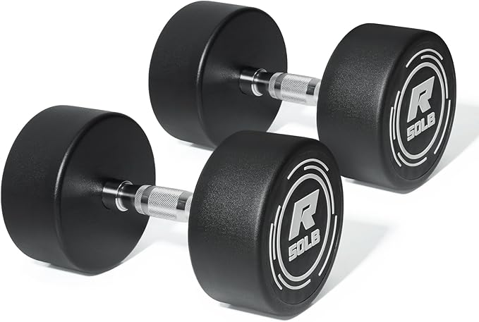 Ritfit 5-250 LBS PVC Encased Round Dumbbell sets with Knurled Handle and Optional Rack, Strength Training Equipment for Home Gym