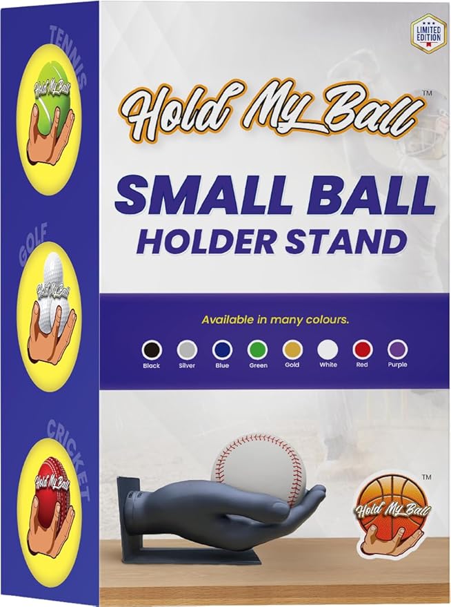 Small Ball Holder & Stand - Versatile Sports Storage Rack for Baseball, Tennis, Cricket Balls - Man Cave Decor and Organizer - Compact Table Stand for Multi-Sports Collections