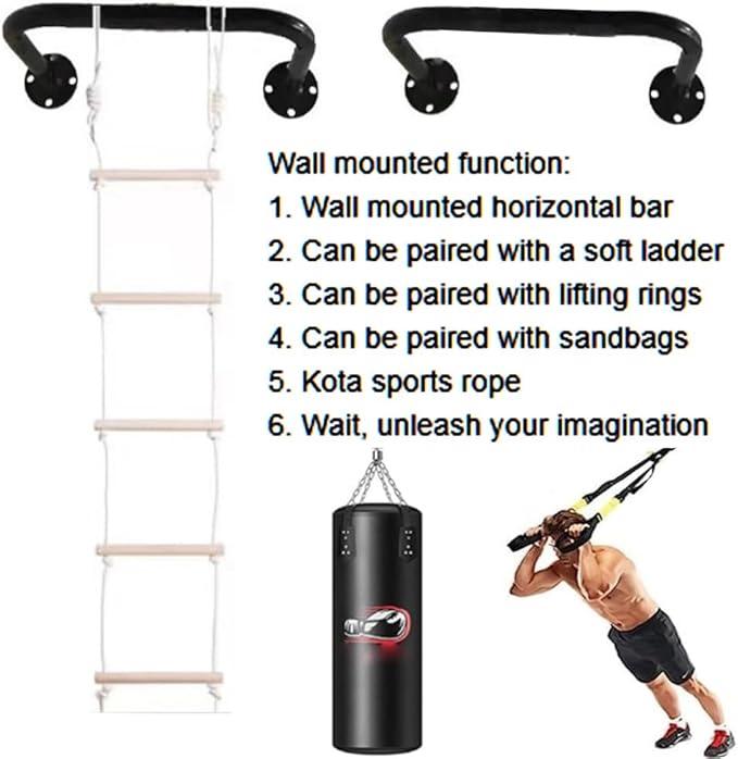 Wall mounted pull-up bar, suspension rod,cloud ladder, indoor fitness training, climbing cloud ladder,wall mounted horizontal bar pull-up bar,