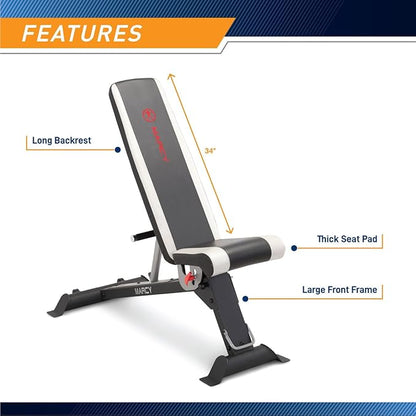 Marcy Adjustable Utility Bench for Home Gym Workout SB-670