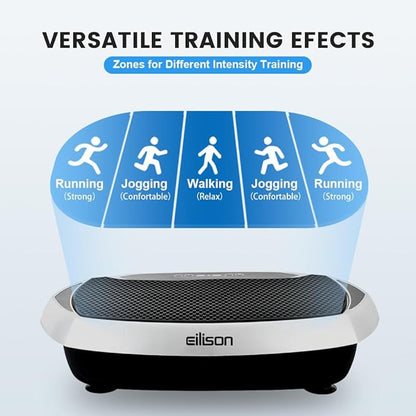 EILISON Bolt Vibration Plate Home Exercise Machine with Loop Bands for Weight Loss, Toning, and Wellness Home Workouts, 350 Pound Capacity, Silver