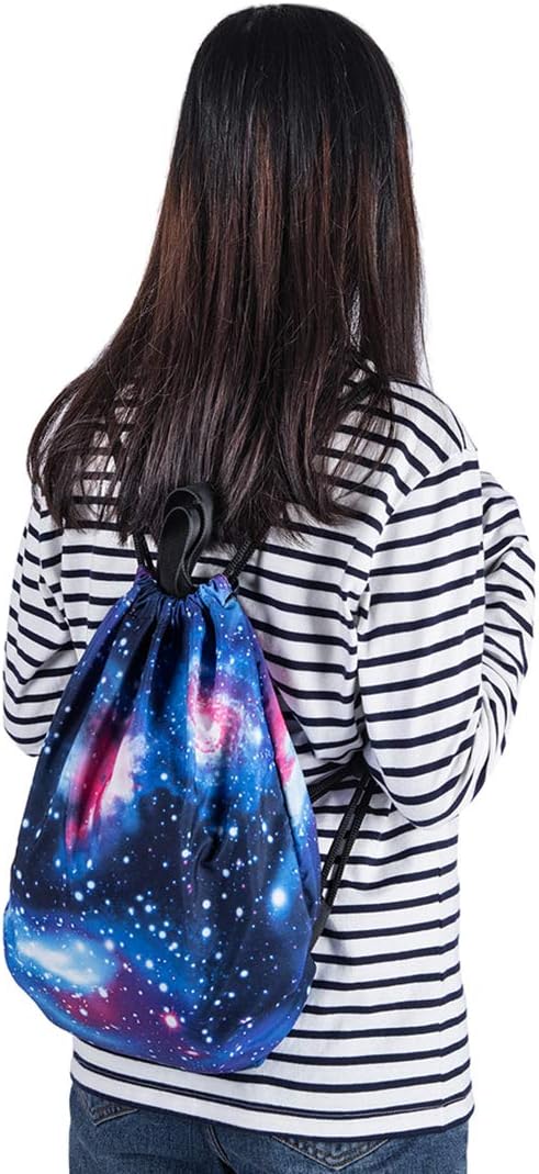 VanFn Drawstring Bags, Creative Design Gymsack, Unisex Sackpack, Casual Backpack, Sport's Equipment Bag Travel Bags (Galaxy)