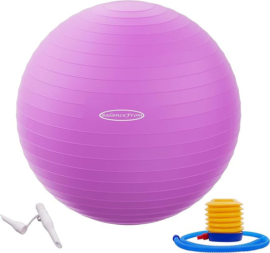 Anti-Burst and Slip Resistant Exercise Ball Yoga Ball Fitness Ball Birthing Ball with Quick Pump, 2,000-Pound Capacity, Multiple Colors and Sizes