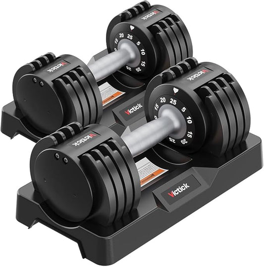 Adjustable Dumbbell Set 25LB Pair, Home Gym Weights with Non-Slip Handle, 5 in 1 Adjustable Dumbbells for Exercise and Full Body Strength Training