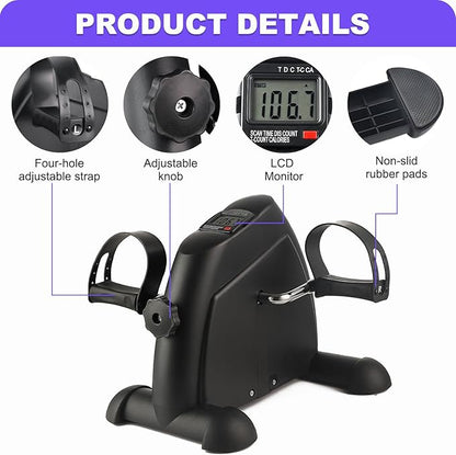 Under Desk Bike Pedal Exerciser，Mini Stationary Exercise Bike for Home, Exerciser Rehabilitation Peddler Machine with LCD Screen Displays