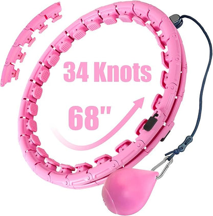 34 Knots Weighted Workout Hoop Plus Size, Smart Waist Exercise Ring for Adults Weight Loss