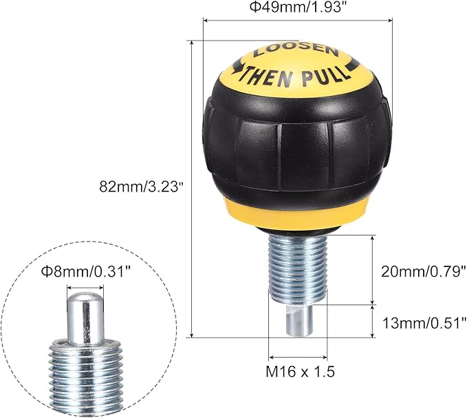 uxcell M16 Fitness Adjustment Knob Replacement Parts for Home Fitness Height Adjustment Screws Equipment Black Yellow