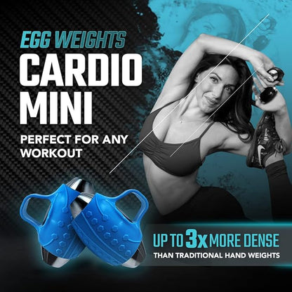 Egg Weights Cardio Mini 2.0 lbs. Set Ultra-Dense Stainless Steel Hand Weights With Anti-Slip Finger Loop for Yoga, Fitness Training for Men and Women - 2 Eggs, 1.0 lbs each + Free E-Book Workout Guide